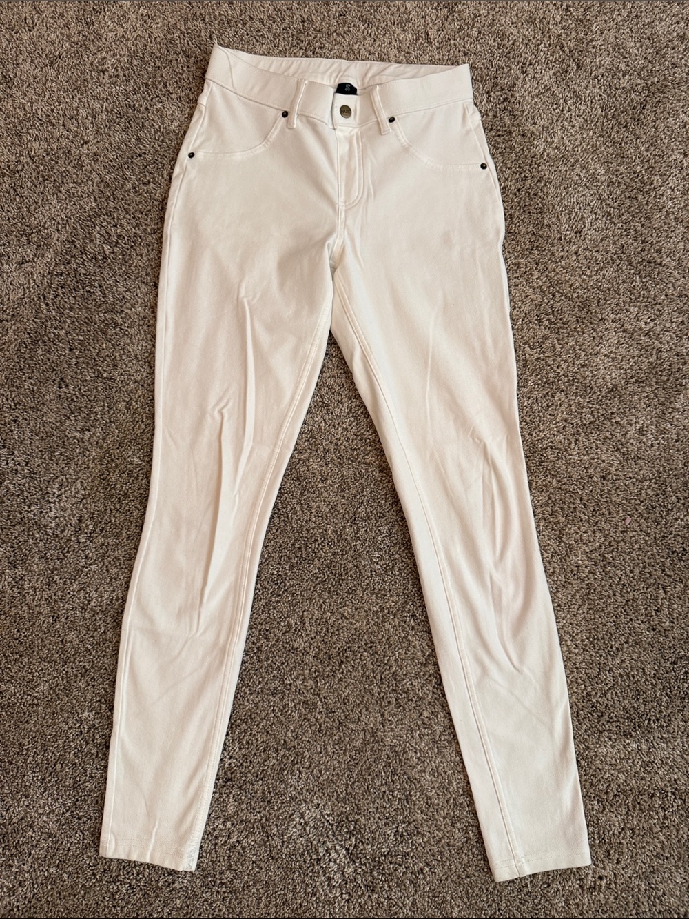 Cream High-Waist Stretch Skinny Jeans